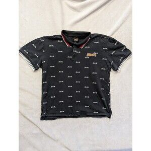 Le Tigre Men’s Black Polo Shirt All Over Print Vintage Retro Size Medium M